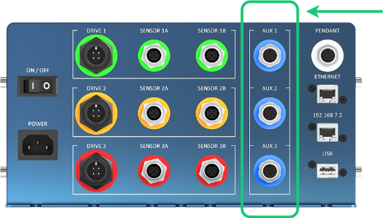 Figure 3: AUX ports on the MachineMotion1 controller