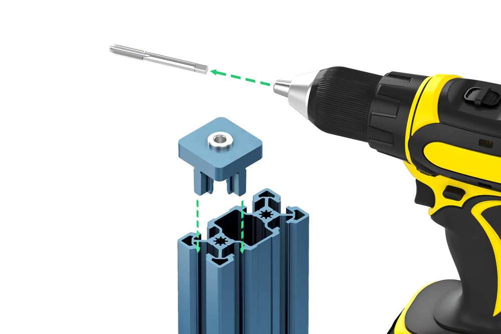 Tap and tool install with drill
