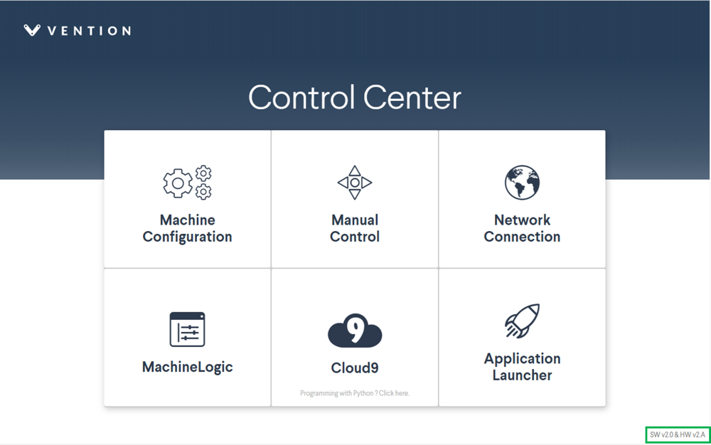 Figure 7: MachineMotion Control Center main page