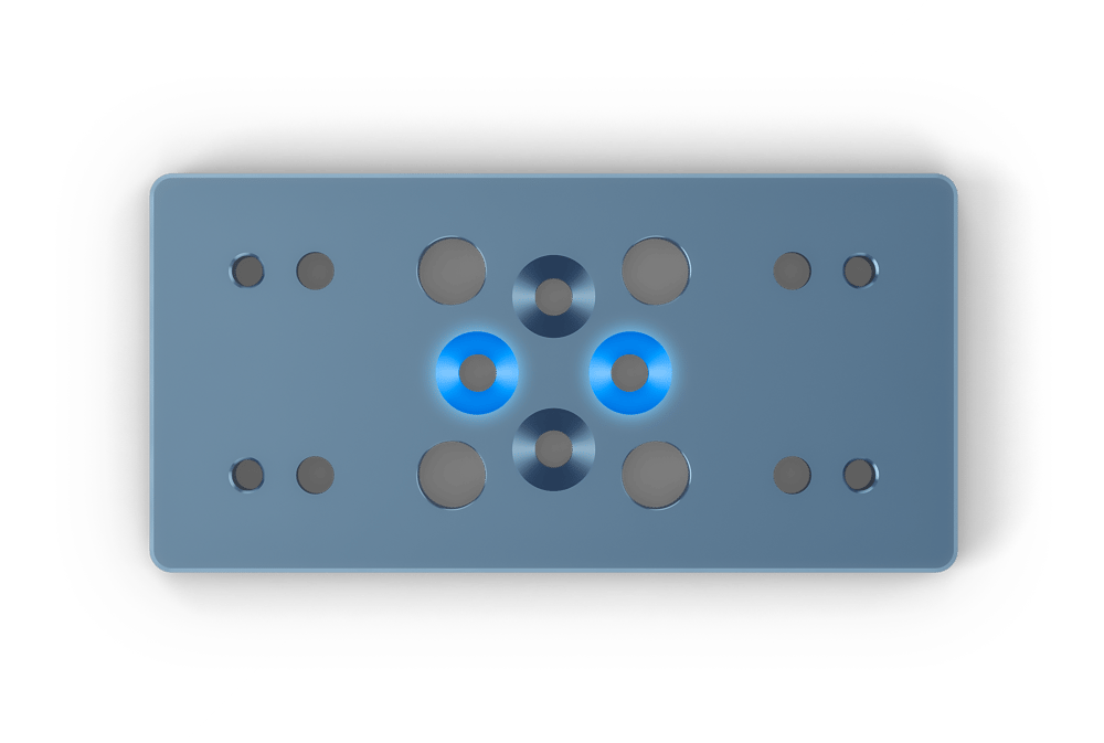 Figure 9: Countersinks (highlighted in blue) for attaching the mount via the actuator’s t-slots.
