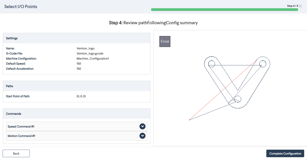 Figure 20: Path following MachineApp: Adding commands \(two coordinates\)