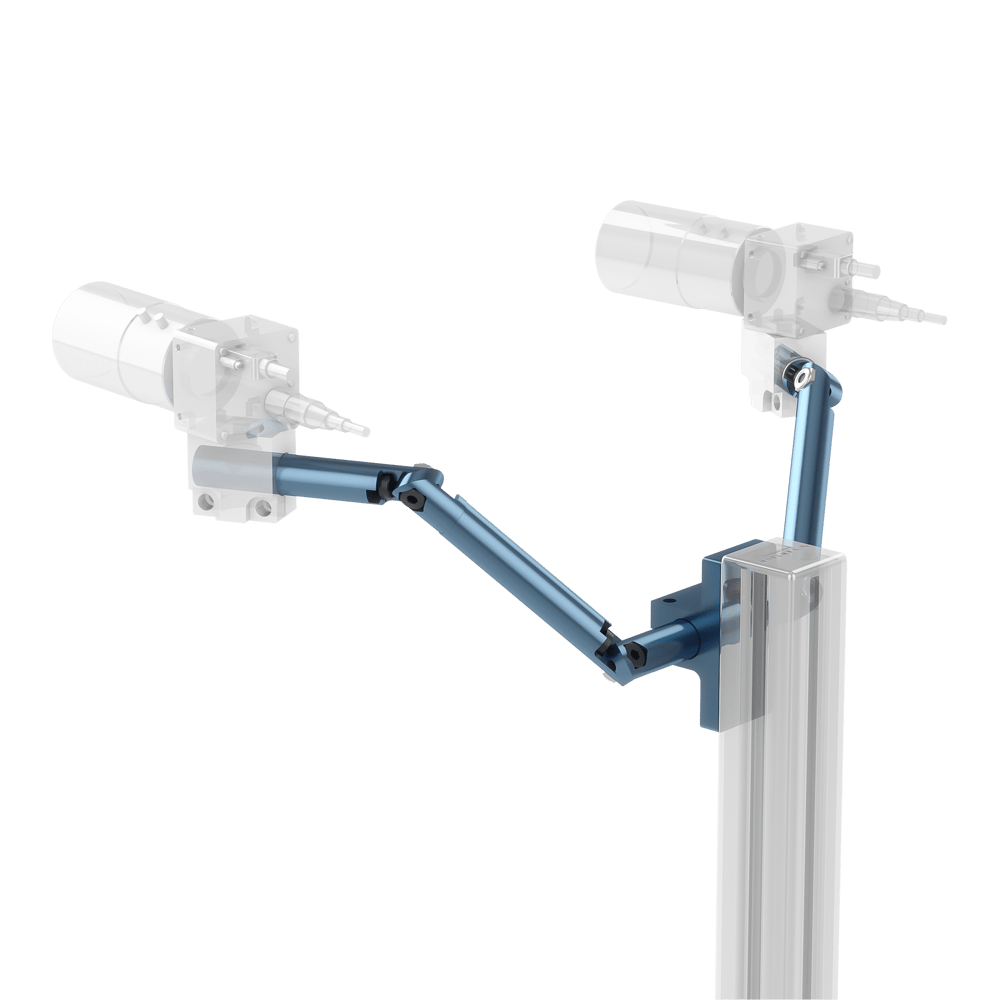 Two cameras, mounted with round extrusions on adjustable arms.