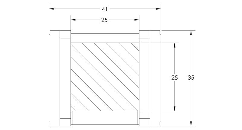 41 mm drag chain, cross-section (MO-DC-001-XXXX).