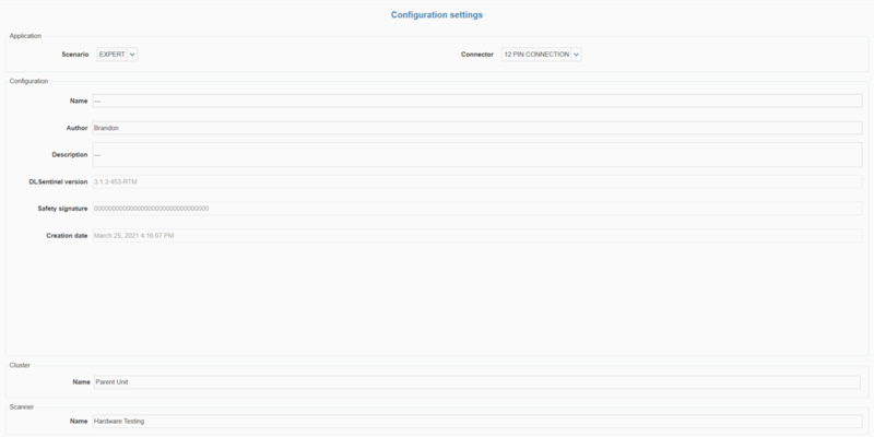 Figure 4: Configuration settings page