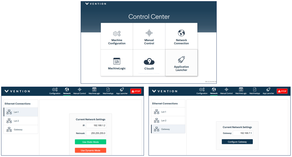 Figure 7: Vention controller network settings in Control Center