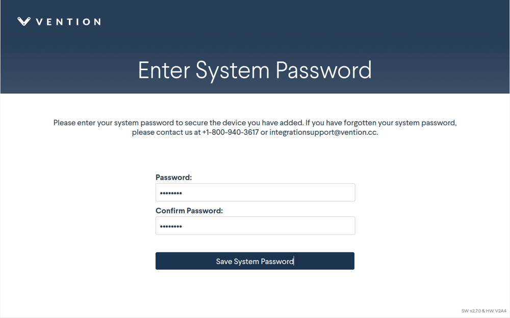 Figure 8: Set System Password page