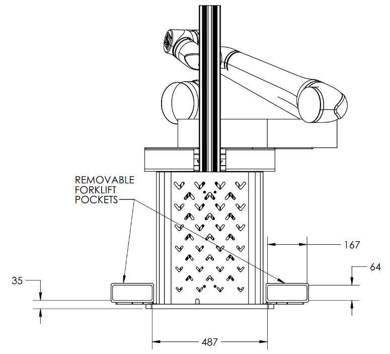 Rapid Series Palletizer Installation (measurements in mm)