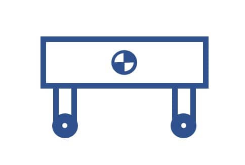 Step 1: Calculate the cart’s center of mass \(including any attached equipment\).