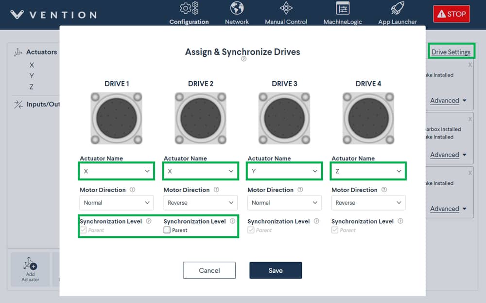 Figure 19: Synchronizing drives